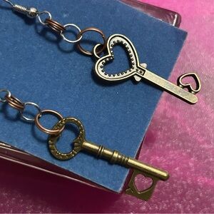 Heart Key Charm Earrings